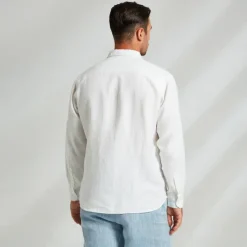 Men's 100% Linen Shirt White Long Sleeve Solid Color Turndown Summer Outdoor Office / Career Clothing Apparel Button