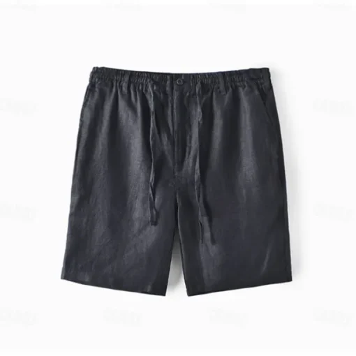 Men's 100% Linen Shorts Linen Shorts Beach Shorts Tie Front Elastic Waist Plain Breathability Comfortable Short Daily Beach Vacation Casual Beige