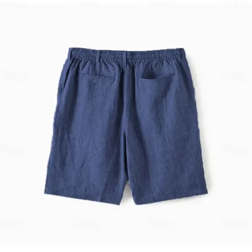 Men's 100% Linen Shorts Linen Shorts Beach Shorts Tie Front Elastic Waist Plain Breathability Comfortable Short Daily Beach Vacation Casual Beige