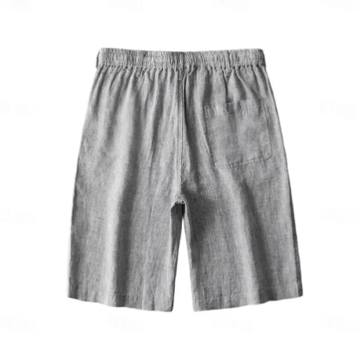 Men's 100% Linen Shorts Solid Color Above Knee Daily Vacation Ethnic Style Blue Khaki