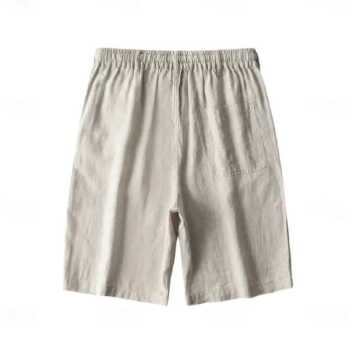 Men's 100% Linen Shorts Solid Color Above Knee Daily Vacation Ethnic Style Blue Khaki