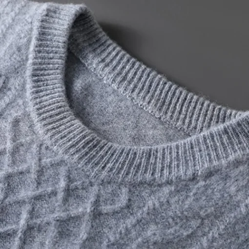 Men's 100% Merino Wool Jacquard Sweater Knit Jacquard Solid Color Crew Neck Knitwear Elegant Christmas Christmas Gifts Clothing Apparel Fall Winter Navy Blue Royal Blue S M L