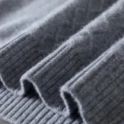 Men's 100% Merino Wool Jacquard Sweater Knit Jacquard Solid Color Crew Neck Knitwear Elegant Christmas Christmas Gifts Clothing Apparel Fall Winter Navy Blue Royal Blue S M L