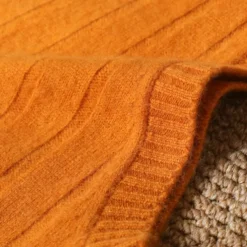 Men's 100% Merino Wool Pullover Sweater Vest Knit Vertical Stripes V Neck Knitwear Elegant Outdoor Home Clothing Apparel Fall Winter Black Orange S M L