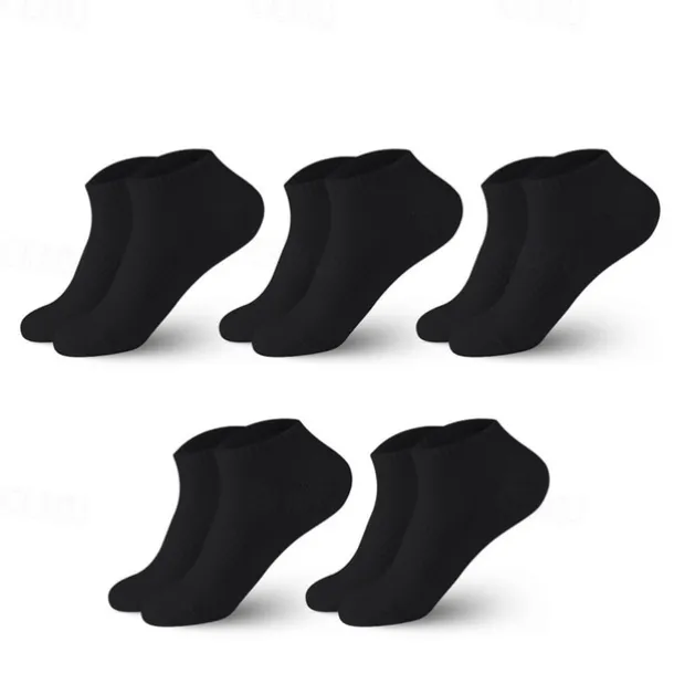 Men's 5 Pack Multi Packs Socks Crew Socks Running Socks Casual Socks No Show Socks Hosiery Black White Color Plain Sports & Outdoor Casual Daily Basic Medium Spring Fall Fashion