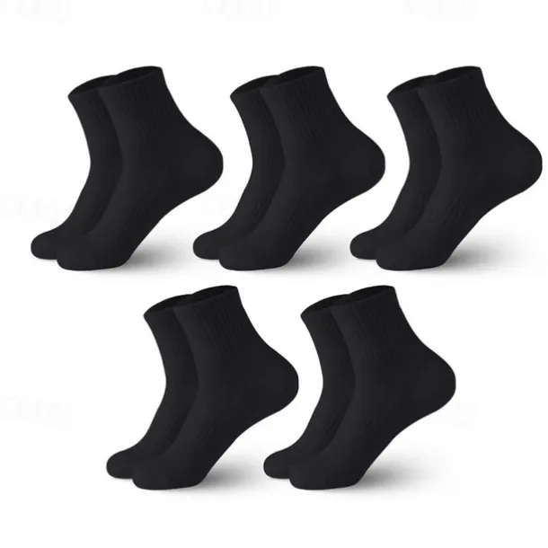 Men's 5 Pack Multi Packs Socks Ankle Socks Running Socks Casual Socks Black White Color Plain Sports & Outdoor Casual Daily Basic Medium Spring Fall Fashion