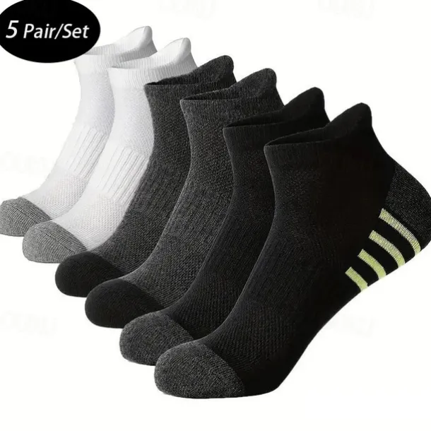 Men's 5 Pack Multi Packs Socks Ankle Socks Low Cut Socks Running Socks Casual Socks Black White Color Color Block Sports & Outdoor Daily Vacation Basic Medium Summer Spring Fashion Casual