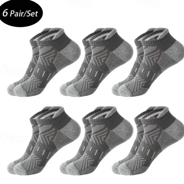 Men's 6 Pack Multi Packs Socks Ankle Socks Low Cut Socks Running Socks Casual Socks Black White Color Color Block Sports & Outdoor Casual Daily Basic Medium Spring Fall Fashion