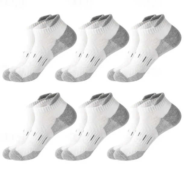 Men's 6 Pack Multi Packs Socks Ankle Socks Low Cut Socks Running Socks Casual Socks Black White Color Color Block Sports & Outdoor Casual Daily Basic Medium Spring Fall Fashion