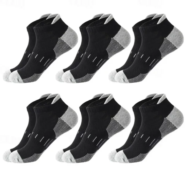 Men's 6 Pack Multi Packs Socks Ankle Socks Low Cut Socks Running Socks Casual Socks Black White Color Color Block Sports & Outdoor Casual Daily Basic Medium Spring Fall Fashion