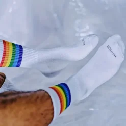 Men's 5 Pack Multi Packs Socks Crew Socks Running Socks Casual Socks White Red Color Rainbow Sports & Outdoor Daily Vacation Basic Medium Spring Fall Fashion Casual