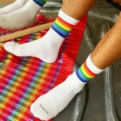 Men's 5 Pack Multi Packs Socks Crew Socks Running Socks Casual Socks White Red Color Rainbow Sports & Outdoor Daily Vacation Basic Medium Spring Fall Fashion Casual