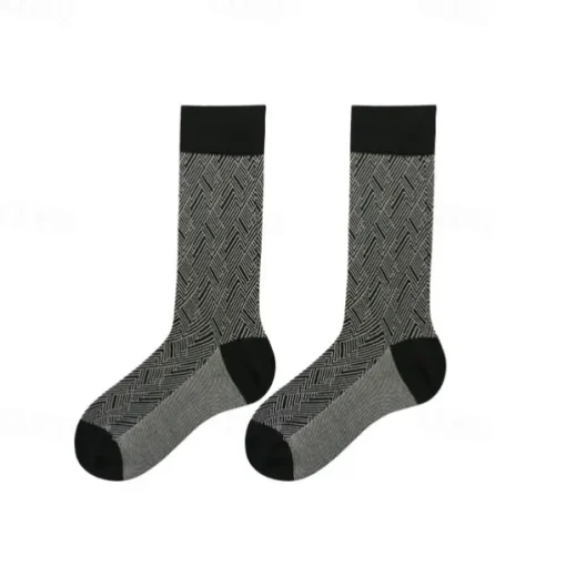 Men's 1 Pair Socks Black Color Plaid Plaid Checkered Geometry Formal Wedding Anniversary Thin Spring & Fall Knitwear Elegant