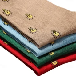 Men's 1 Pair Socks Red Blue Color Cartoon bulb Formal Wedding Anniversary Thin Spring & Fall Knitwear Elegant