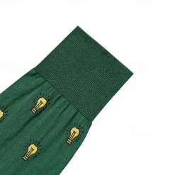 Men's 1 Pair Socks Red Blue Color Cartoon bulb Formal Wedding Anniversary Thin Spring & Fall Knitwear Elegant