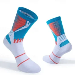 Men's 1 Pair Socks Running Socks Casual Socks Blue Green Color Color Block Sports & Outdoor Daily Vacation Basic Medium Spring Fall Fashion Casual