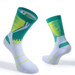 Men's 1 Pair Socks Running Socks Casual Socks Blue Green Color Color Block Sports & Outdoor Daily Vacation Basic Medium Spring Fall Fashion Casual