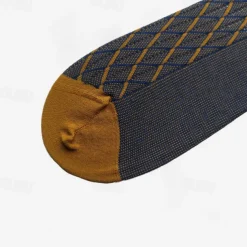 Men's 1 Pair Socks Yellow Red Color Plaid Plaid Checkered Geometry Formal Wedding Anniversary Thin Spring & Fall Knitwear Elegant