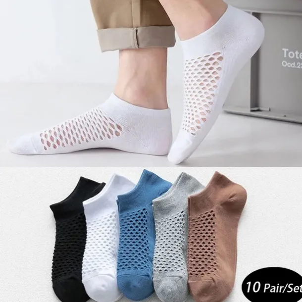 Men's 10 Pairs Ankle Socks No Show Socks Black White Color Plain Casual Daily Basic Thin Summer Spring Fall Cool Breathable