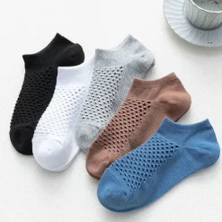 Men's 10 Pairs Ankle Socks No Show Socks Black White Color Plain Casual Daily Basic Thin Summer Spring Fall Cool Breathable
