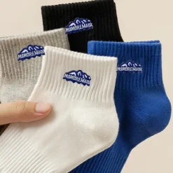 Men's 2 Pairs Ankle Socks Running Socks Black White Color Plain Casual Daily Basic Medium Four Seasons Fashion Breathable