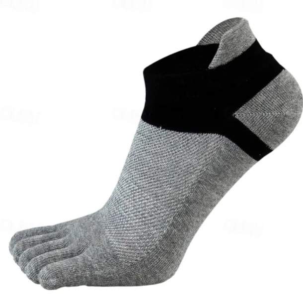 Men's 3 Pairs Ankle Socks Toe Socks Low Cut Socks Black White Color Color Block Daily Wear Vacation Weekend Mesh Medium Summer Spring & Fall Stylish Casual