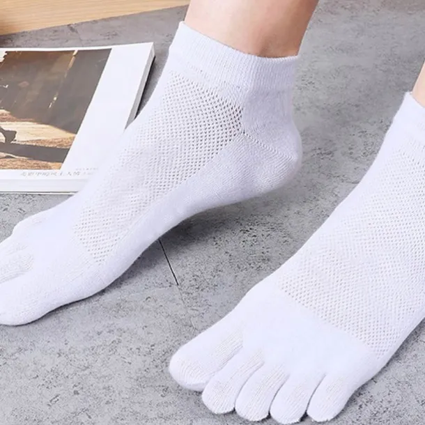 Men's 3 Pairs Ankle Socks Toe Socks Low Cut Socks Black White Color Plain Daily Wear Vacation Weekend Mesh Medium Summer Spring & Fall Stylish Casual