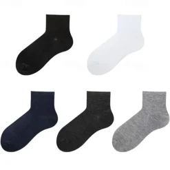 Men's 5 Pairs Black White Color Solid / Plain Color Office Casual Daily Spring Fall All Seasons Casual Socks Business