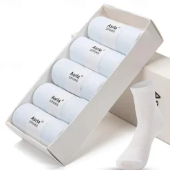 Men's 5 Pairs Black White Color Solid / Plain Color Office Casual Daily Spring Fall All Seasons Casual Socks Business