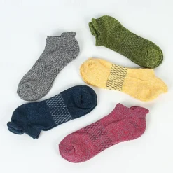 Men's 5 Pairs Multi Packs Socks Ankle Socks Low Cut Socks Casual Socks Yellow Red Color Plain Sports & Outdoor Daily Vacation Basic Medium Spring Fall Fashion Casual