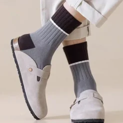 Men's 5 Pairs Multi Packs Socks Crew Socks Running Socks Casual Socks Rainbow Color Color Block Vacation Sports & Outdoor Daily Basic Warm Fall & Winter Fashion Casual