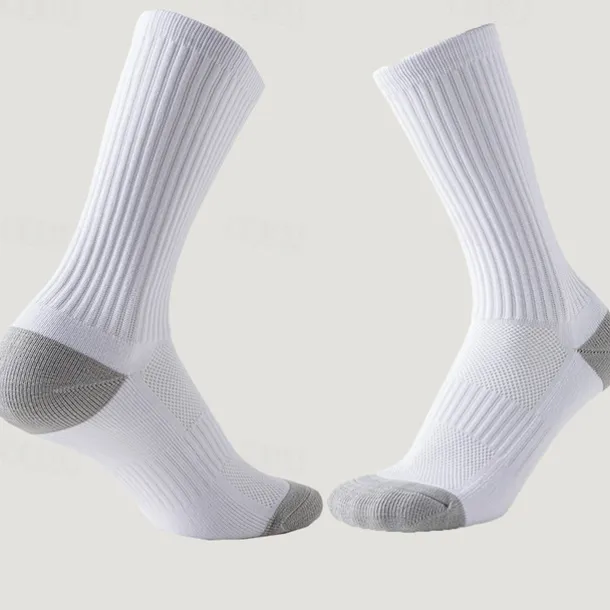 Men's 3 Pairs Multi Packs Socks Running Socks Long Socks White+White+Black Black Color Color Block Sports & Outdoor Daily Vacation Basic Medium Spring Fall Fashion Casual