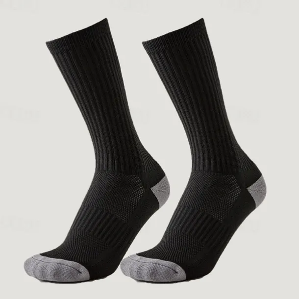 Men's 3 Pairs Multi Packs Socks Running Socks Long Socks White+White+Black Black Color Color Block Sports & Outdoor Daily Vacation Basic Medium Spring Fall Fashion Casual