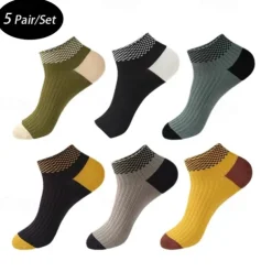 Men's 5 Pairs Multi Packs Socks Running Socks Casual Socks Rainbow Color Color Block Vacation Sports & Outdoor Daily Basic Medium Spring Fall Fashion Casual