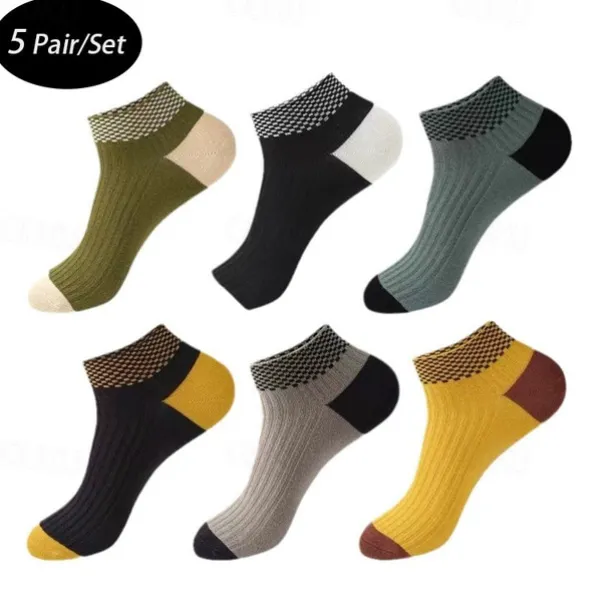 Men's 5 Pairs Multi Packs Socks Running Socks Casual Socks Rainbow Color Color Block Vacation Sports & Outdoor Daily Basic Medium Spring Fall Fashion Casual