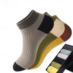 Men's 5 Pairs Multi Packs Socks Running Socks Casual Socks Rainbow Color Color Block Vacation Sports & Outdoor Daily Basic Medium Spring Fall Fashion Casual