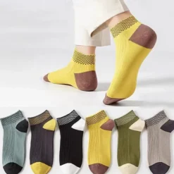 Men's 5 Pairs Multi Packs Socks Running Socks Casual Socks Rainbow Color Color Block Vacation Sports & Outdoor Daily Basic Medium Spring Fall Fashion Casual