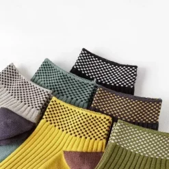 Men's 5 Pairs Multi Packs Socks Running Socks Casual Socks Rainbow Color Color Block Vacation Sports & Outdoor Daily Basic Medium Spring Fall Fashion Casual