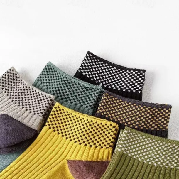 Men's 5 Pairs Multi Packs Socks Running Socks Casual Socks Rainbow Color Color Block Vacation Sports & Outdoor Daily Basic Medium Spring Fall Fashion Casual