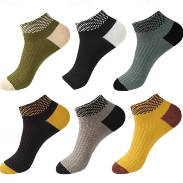 Men's 5 Pairs Multi Packs Socks Running Socks Casual Socks Rainbow Color Color Block Vacation Sports & Outdoor Daily Basic Medium Spring Fall Fashion Casual