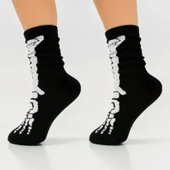 Men's 5 Pairs Multi Packs Socks Crew Socks Casual Socks Black Color Halloween Skulls Sports & Outdoor Daily Vacation Basic Medium Fall & Winter Fashion Casual