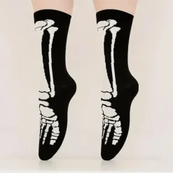 Men's 5 Pairs Multi Packs Socks Crew Socks Casual Socks Black Color Halloween Skulls Sports & Outdoor Daily Vacation Basic Medium Fall & Winter Fashion Casual