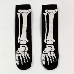 Men's 5 Pairs Multi Packs Socks Crew Socks Casual Socks Black Color Halloween Skulls Sports & Outdoor Daily Vacation Basic Medium Fall & Winter Fashion Casual