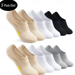 Men's 5 Pairs Multi Packs Socks Running Socks Casual Socks Black White Color Color Block Vacation Sports & Outdoor Daily Basic Medium Spring Fall Fashion Casual