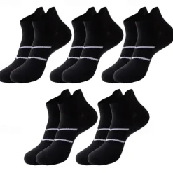 Men's 5 Pairs Multi Packs Socks Running Socks Casual Socks Black White Color Plain Vacation Sports & Outdoor Daily Basic Medium Spring Fall Fashion Casual