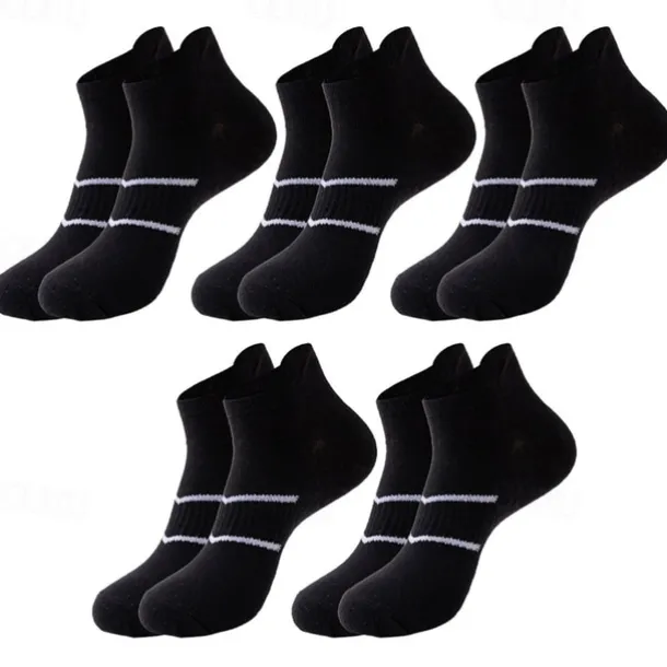 Men's 5 Pairs Multi Packs Socks Running Socks Casual Socks Black White Color Plain Vacation Sports & Outdoor Daily Basic Medium Spring Fall Fashion Casual