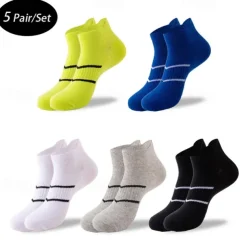 Men's 5 Pairs Multi Packs Socks Running Socks Casual Socks Black White Color Plain Vacation Sports & Outdoor Daily Basic Medium Spring Fall Fashion Casual