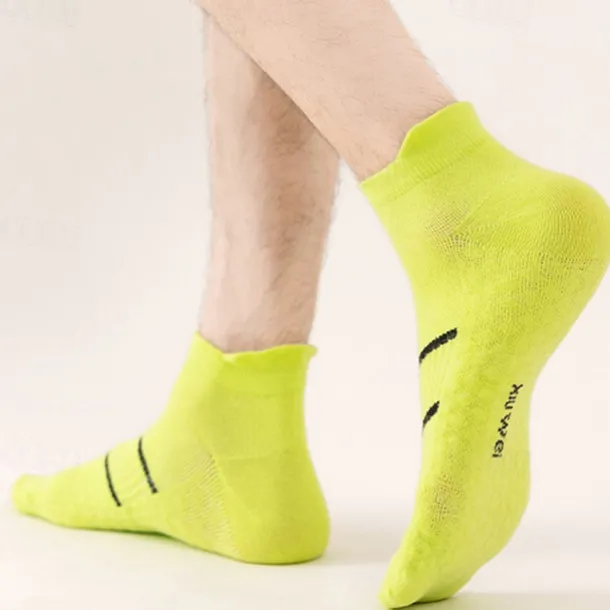 Men's 5 Pairs Multi Packs Socks Running Socks Casual Socks Black White Color Plain Vacation Sports & Outdoor Daily Basic Medium Spring Fall Fashion Casual