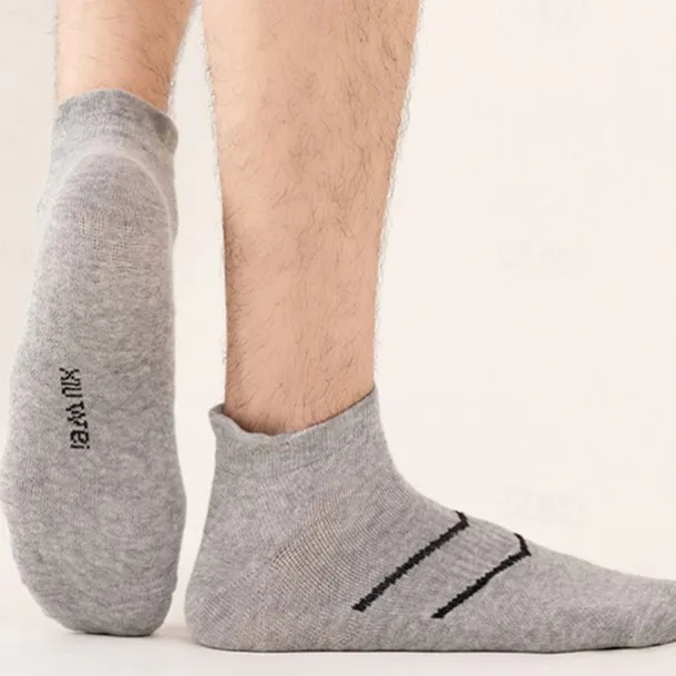 Men's 5 Pairs Multi Packs Socks Running Socks Casual Socks Black White Color Plain Vacation Sports & Outdoor Daily Basic Medium Spring Fall Fashion Casual