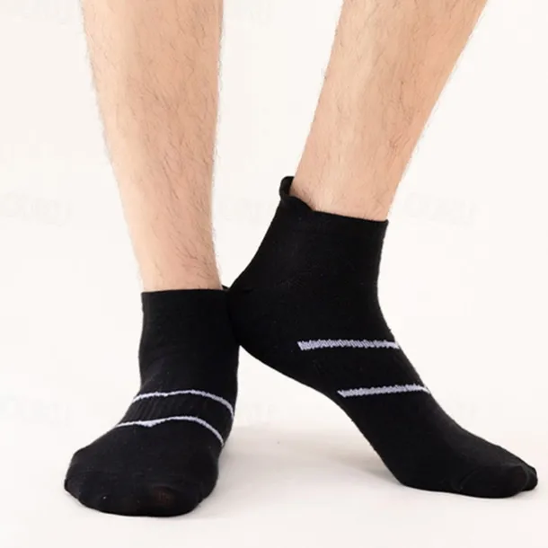Men's 5 Pairs Multi Packs Socks Running Socks Casual Socks Black White Color Plain Vacation Sports & Outdoor Daily Basic Medium Spring Fall Fashion Casual